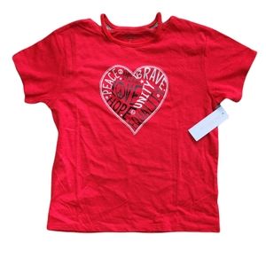BCBGirls Red Heart Short Sleeve Shirt Size L